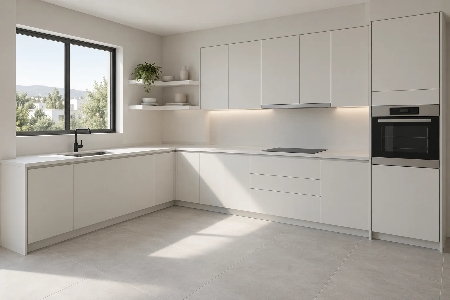 Cocina En L con acabados de referencia