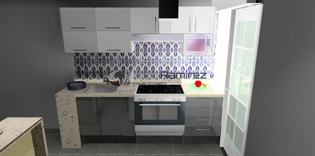 Render Cocina Integral vista frontal