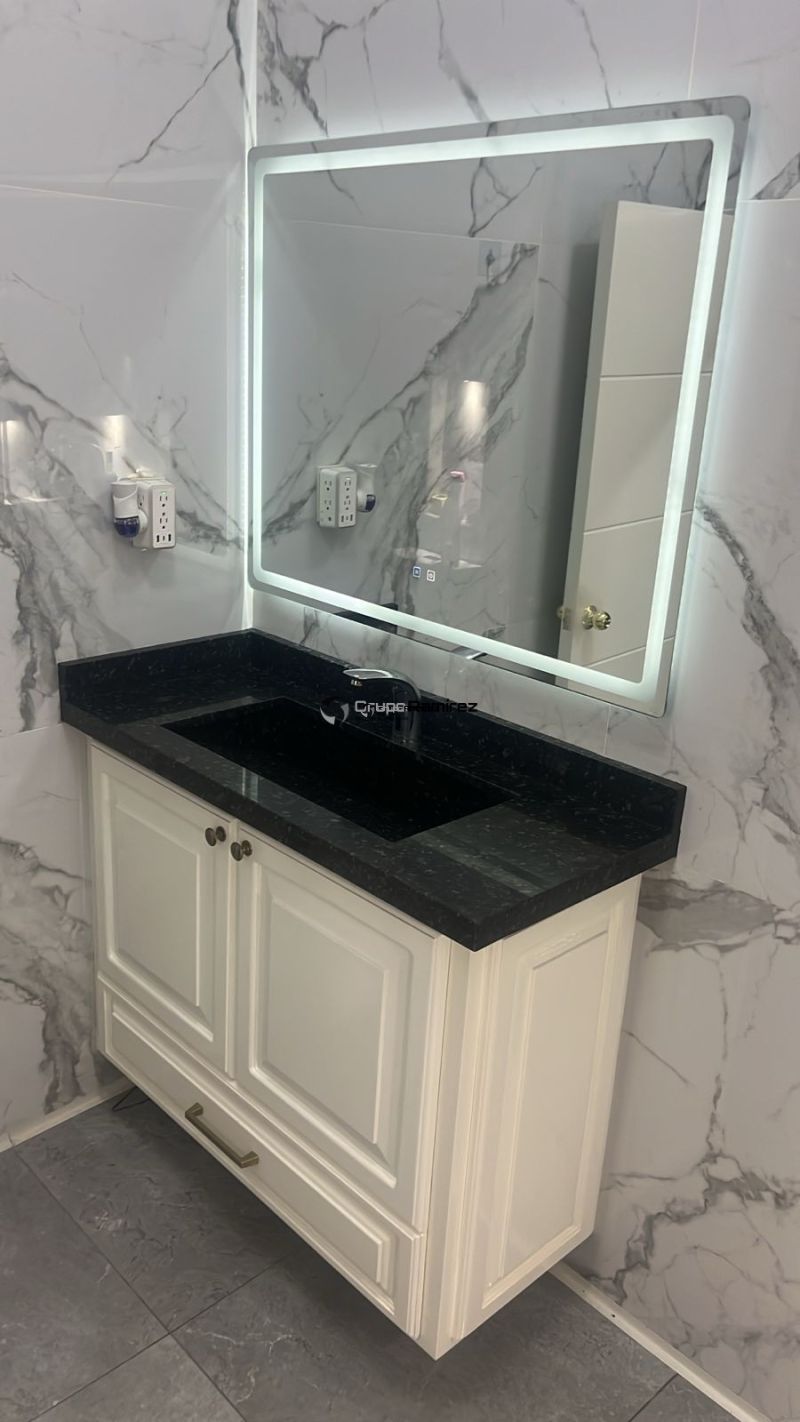 Cubierta de baño en granito negro san gabriel